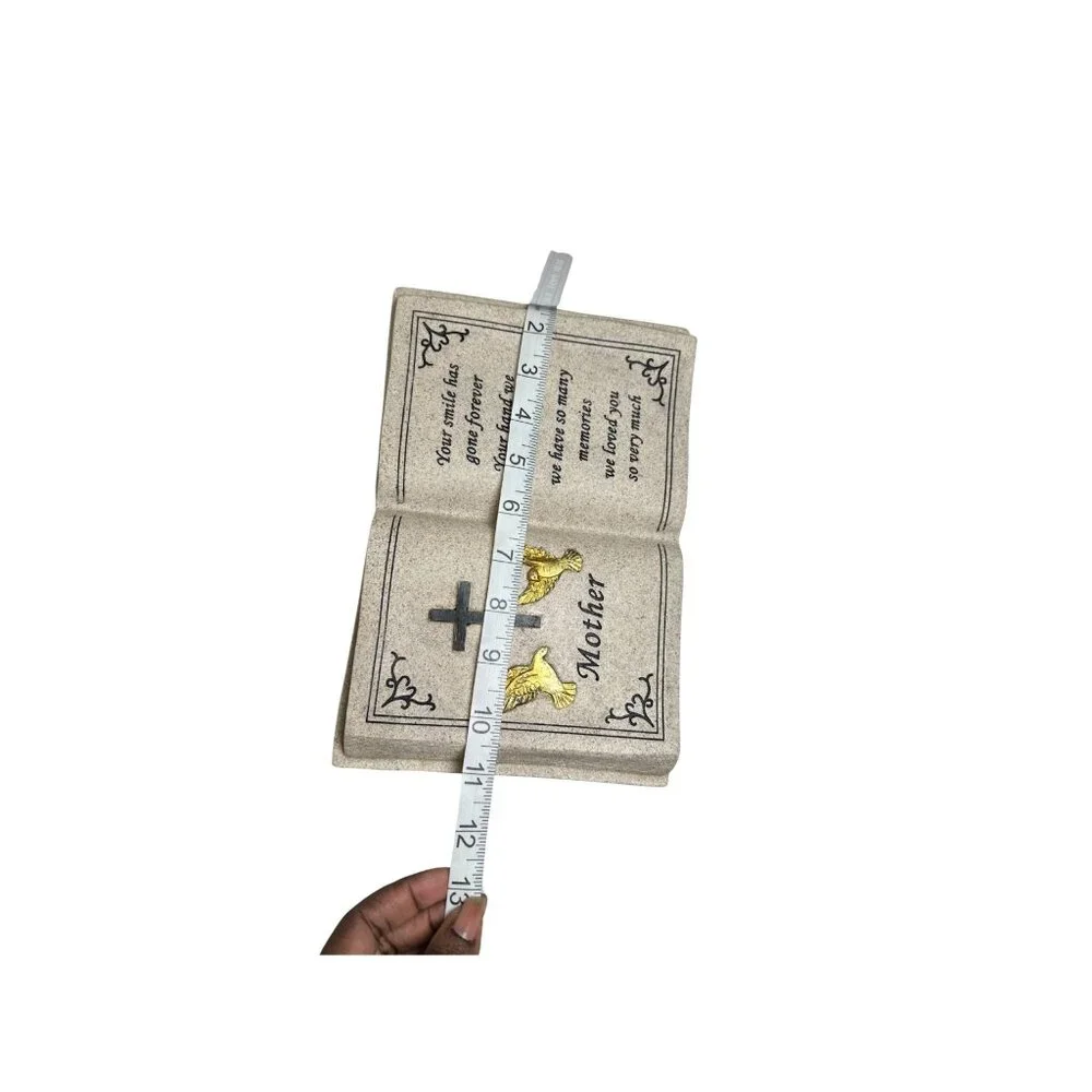 Mother's Memorial Sculpted Open Book Plaque, Cross & Doves, In Loving Memory Mum